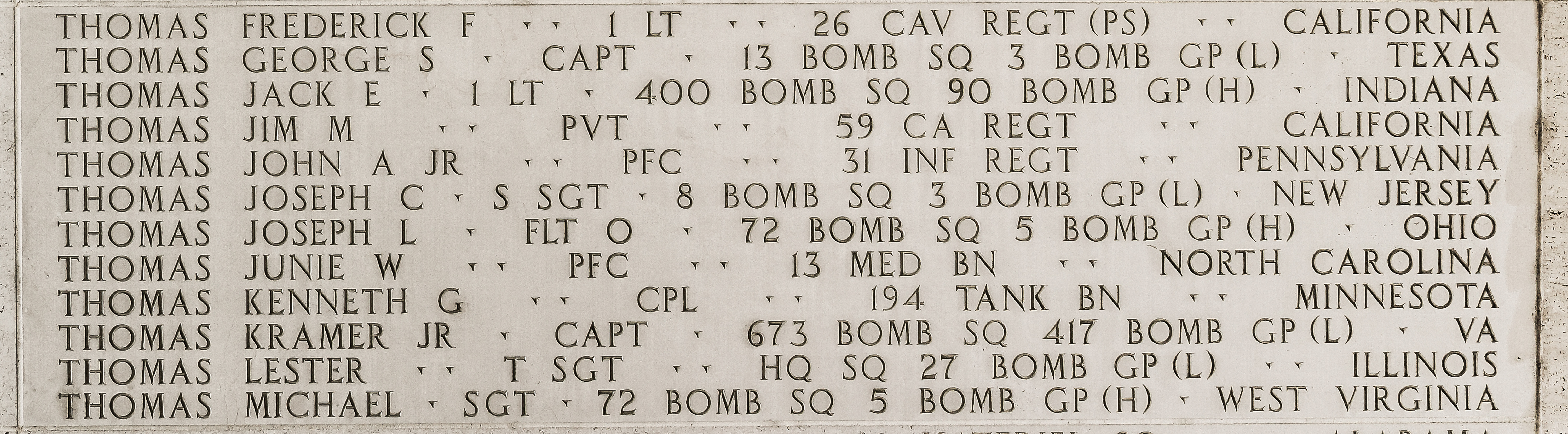 Frederick F. Thomas, First Lieutenant